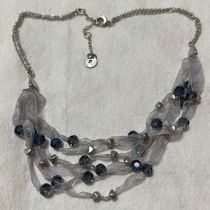 Vintage Multi Strand Silver Tone & Beads Necklace With Small Silver Accents.